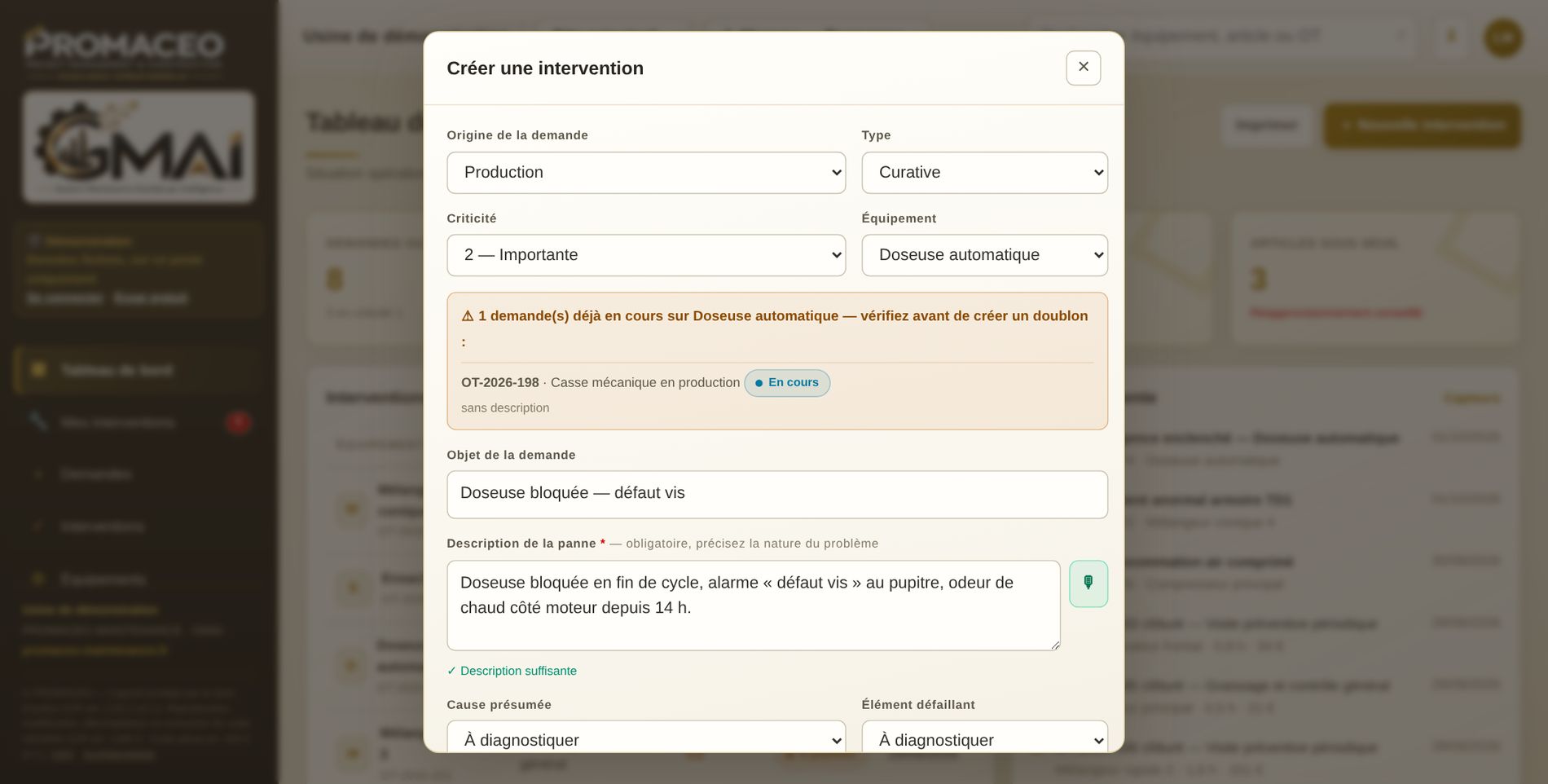 Demande d'intervention