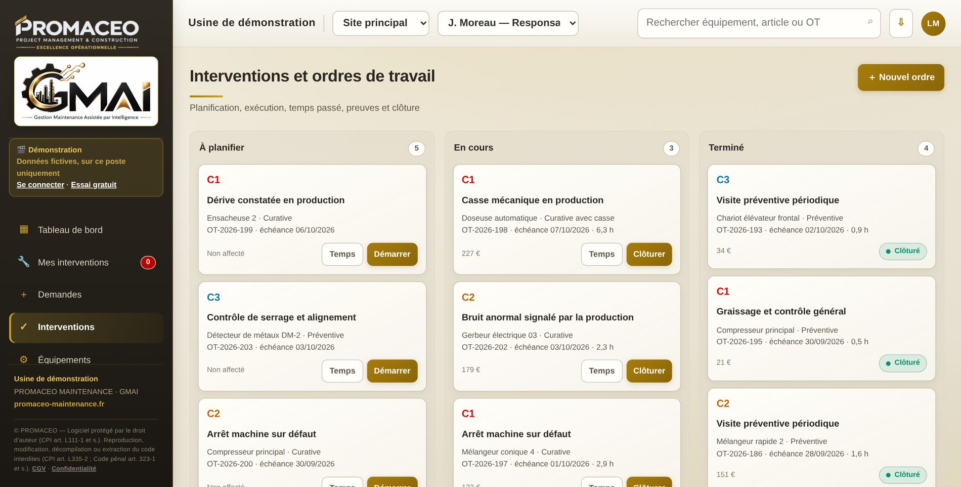 Planning des interventions