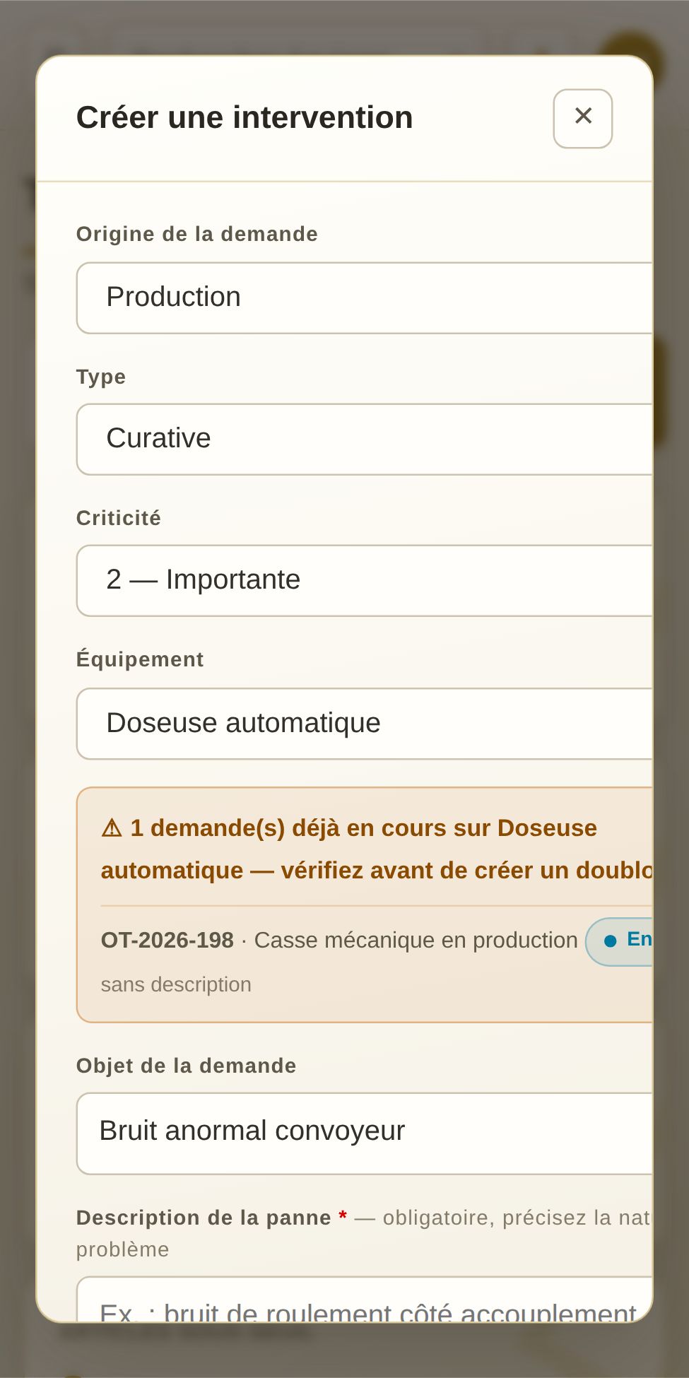 Demande d'intervention sur smartphone